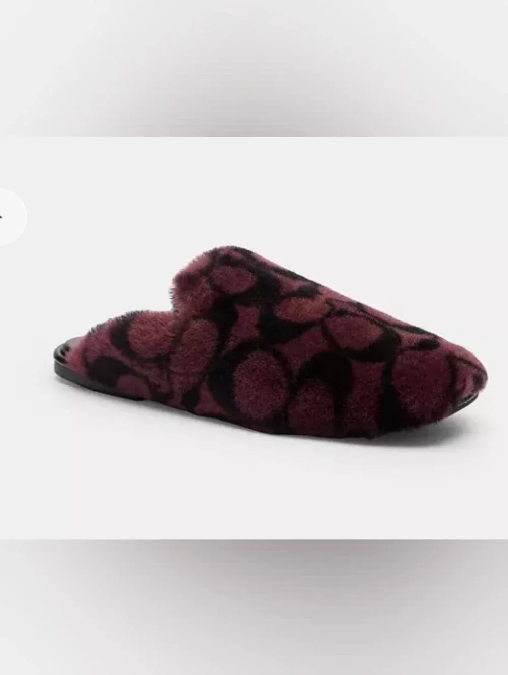 Coach Fluffy Slippers In Merlot and Black New Size 7